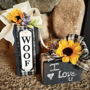 Handcrafted decorative wooden blocks/centerpieces for your beloved pets!